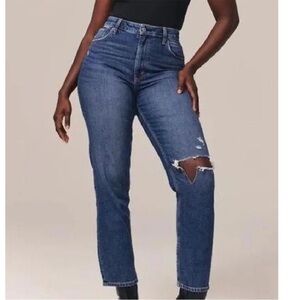 SHORT Abercrombie & Fitch Curve Love Ankle Straight Ultra High Rise Jeans
